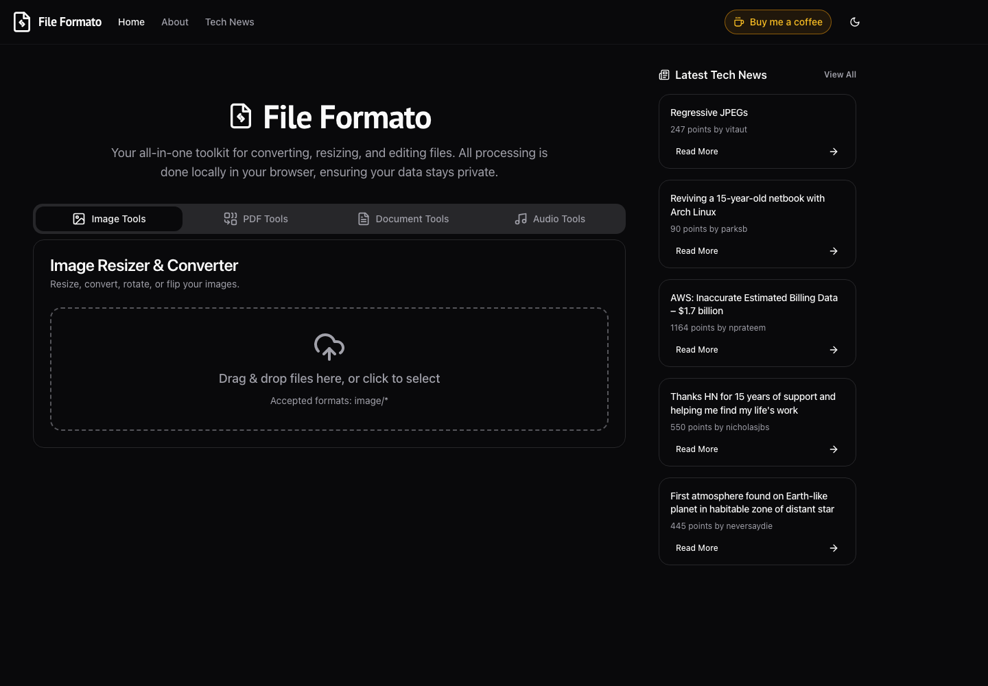 File Formato — product interface